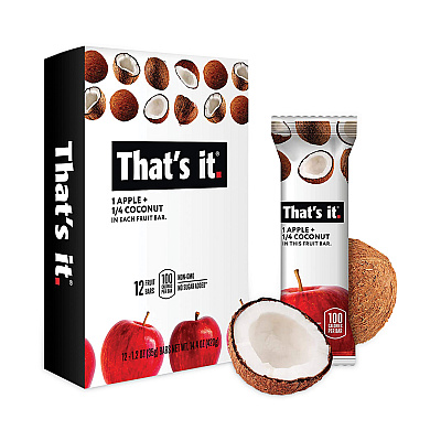Thats it Nutrition Bar, Gluten Free Apple and Coconut Fruit, 1.2 oz Bar, 12/Carton (GRR30700256)