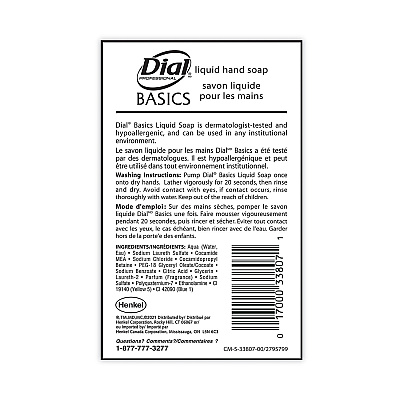Dial Professional Basics MP Free Liquid Hand Soap Refill, Honeysuckle Scent, 3.78 L (DIA33809EA)