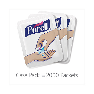PURELL Advanced Hand Sanitizer Single Use, Gel, 1.2 mL, Packet, Fragrance-Free, 2,000/Carton (GOJ96302MNS)