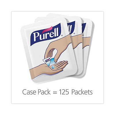 PURELL Advanced Hand Sanitizer Single Use, Gel, 1.2 mL, Packet, Fragrance-Free, 125/Box (GOJ9630125NSBX)