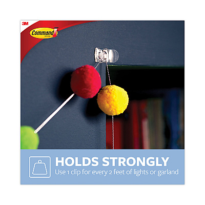 Command Clear Hooks and Strips, Decorating Clips, Plastic, 0.1 lb Capacity, 20 Clips and 24 Strips/Pack (MMM17026CLRES)
