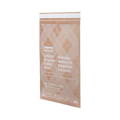 Scotch Curbside Recyclable Padded Mailer, #6, Bubble Cushion, Self-Adhesive Closure, 13.75 x 20, Natural Kraft, 50/Carton (MMMCR61)