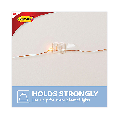 Command Clear Hooks and Strips, Decorating Clips, Plastic, 0.15 lb Capacity, 40 Clips and 48 Strips/Pack (MMM17026CLR40ES)