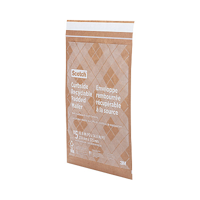 Scotch Curbside Recyclable Padded Mailer, #5, Bubble Cushion, Self-Adhesive Closure, 12 x 17.25, Natural Kraft, 100/Carton (MMMCR51)