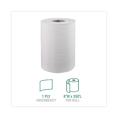Windsoft Hardwound Roll Towels, 1-Ply, 8" x 350 ft, White, 12 Rolls/Carton (WIN109B)