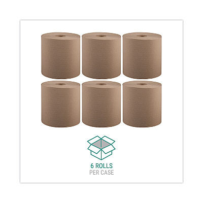 Windsoft Hardwound Roll Towels, 1-Ply, 8" x 800 ft, Natural, 6 Rolls/Carton (WIN12806)