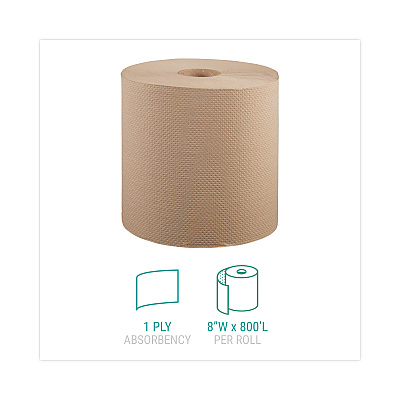 Windsoft Hardwound Roll Towels, 1-Ply, 8" x 800 ft, Natural, 6 Rolls/Carton (WIN12806)