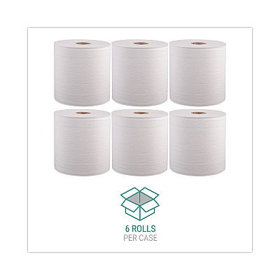 Windsoft Hardwound Roll Towels, 1-Ply, 8" x 800 ft, White, 6 Rolls/Carton (WIN12906B)