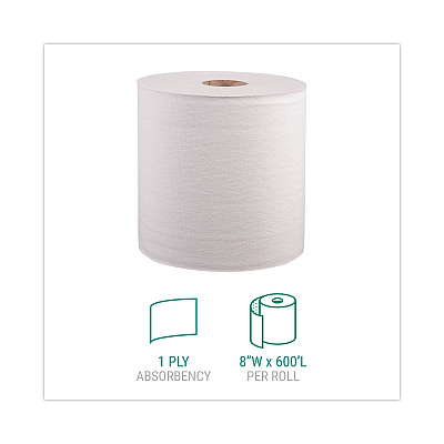 Windsoft Hardwound Roll Towels, 1-Ply, 8" x 800 ft, White, 6 Rolls/Carton (WIN12906B)