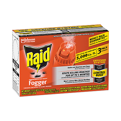 Raid Concentrated Deep Reach Fogger, 1.5 oz Aerosol Spray, 3/Pack, 12 Packs/Carton (SJN305690)