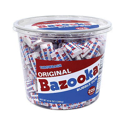 Bazooka Original Bubble Gum Tub, 47.6 oz Tub, 225 Pieces (GRR20900351)