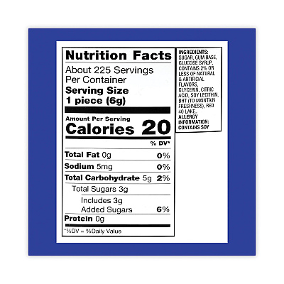 Bazooka Original Bubble Gum Tub, 47.6 oz Tub, 225 Pieces (GRR20900351)