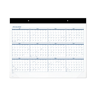 AT-A-GLANCE Academic Large Print Desk Pad, 21.75 x 17, White/Blue Sheets, 12 Month (July to June): 2025 to 2026 (SKLPAY32)