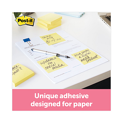 Post-it Notes Original Pads in Canary Yellow, 3" x 3", 100 Sheets/Pad (MMM654YWEA)
