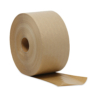 General Supply Glass-Fiber Reinforced Gummed Kraft Sealing Tape, 3" Core, 3" x 375 ft, Brown, 8/Carton (UNV7300)