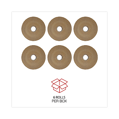 General Supply Glass-Fiber Reinforced Gummed Kraft Sealing Tape, 3" Core, 3" x 375 ft, Brown, 8/Carton (UNV7300)