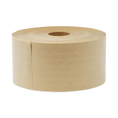 General Supply Glass-Fiber Reinforced Gummed Kraft Sealing Tape, 3" Core, 3" x 375 ft, Brown, 8/Carton (UNV7300)