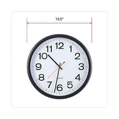 Universal Indoor/Outdoor Round Wall Clock, 13.5" Overall Diameter, Black Case, 1 AA (sold separately) (UNV11381)
