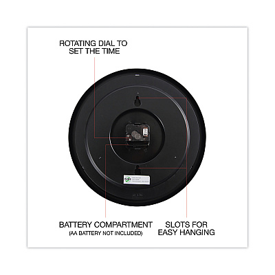 Universal Indoor/Outdoor Round Wall Clock, 13.5" Overall Diameter, Black Case, 1 AA (sold separately) (UNV11381)