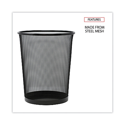 Universal Mesh Wastebasket, 18 qt, Steel Mesh, Black (UNV20008)