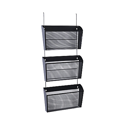 Universal Mesh Three-Pack Wall Files, 3 Sections, Letter Size, 14.13" x 3.38" x 8.5", Black (UNV20011)