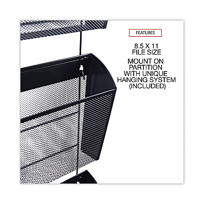 Universal Mesh Three-Pack Wall Files, 3 Sections, Letter Size, 14.13" x 3.38" x 8.5", Black (UNV20011)