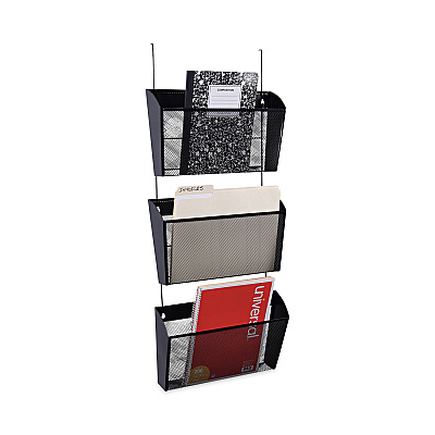 Universal Mesh Three-Pack Wall Files, 3 Sections, Letter Size, 14.13" x 3.38" x 8.5", Black (UNV20011)