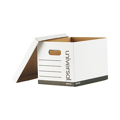 Universal Basic-Duty Economy Record Storage Boxes, Letter/Legal Files, 12" x 15" x 10", White, 10/Carton (UNV25223)