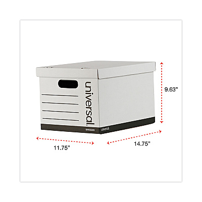 Universal Basic-Duty Economy Record Storage Boxes, Letter/Legal Files, 12" x 15" x 10", White, 10/Carton (UNV25223)