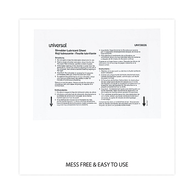 Universal Shredder Lubricant Sheets, 8.4 x 5.9, 24 Sheets/Pack (UNV38026)