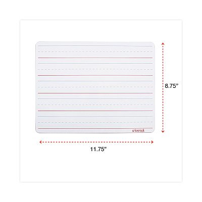 Universal Lap/Learning Dry-Erase Board, Penmanship Ruled, 11.75 x 8.75, White Surface, 6/Pack (UNV43911)