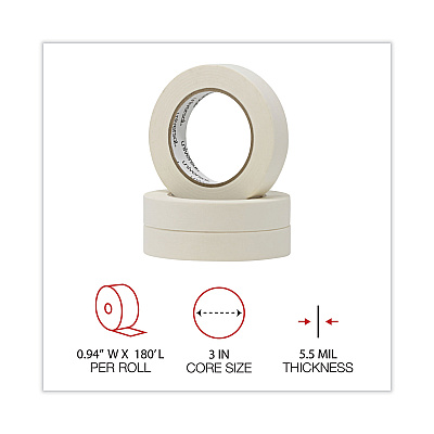 Universal General-Purpose Masking Tape, 3" Core, 24 mm x 54.8 m, Beige, 36/Carton (UNV51301CT)
