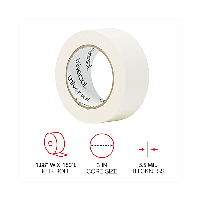 Universal General-Purpose Masking Tape, 3" Core, 48 mm x 54.8 m, Beige, 24/Carton (UNV51302CT)