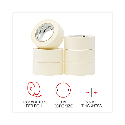 Universal General-Purpose Masking Tape, 3" Core, 48 mm x 54.8 m, Beige, 24/Carton (UNV51302CT)