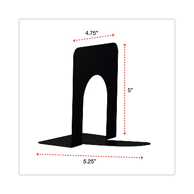 Universal Economy Bookends, Standard, 4.75 x 5.25 x 5, Heavy Gauge Steel, Black, 1 Pair (UNV54051)