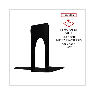 Universal Economy Bookends, Standard, 4.75 x 5.25 x 5, Heavy Gauge Steel, Black, 1 Pair (UNV54051)