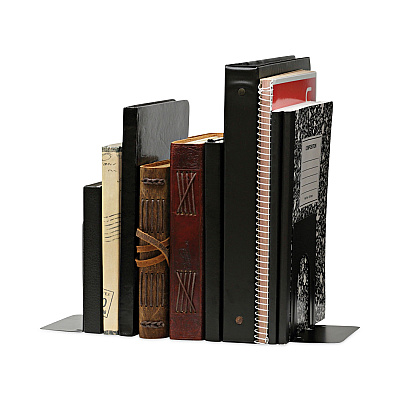 Universal Economy Bookends, Standard, 4.75 x 5.25 x 5, Heavy Gauge Steel, Black, 1 Pair (UNV54051)