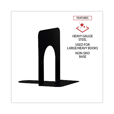 Universal Economy Bookends, Nonskid, 4.75 x 5.25 x 5, Heavy Gauge Steel, Black, 1 Pair (UNV54055)