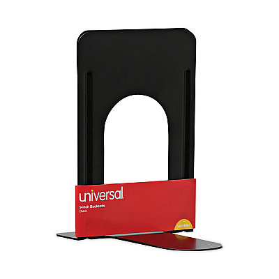 Universal Economy Bookends, Standard, 5.88 x 8.25 x 9, Heavy Gauge Steel, Black, 1 Pair (UNV54091)