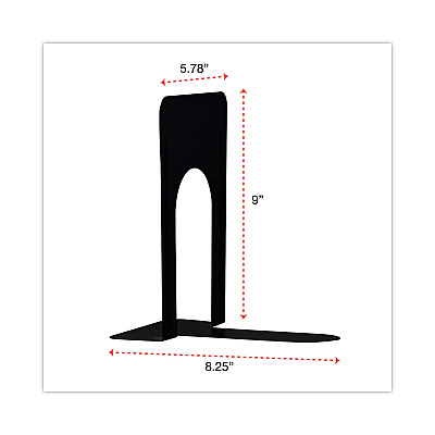 Universal Economy Bookends, Standard, 5.88 x 8.25 x 9, Heavy Gauge Steel, Black, 1 Pair (UNV54091)