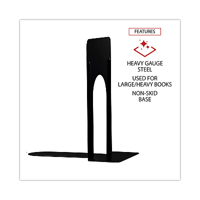 Universal Economy Bookends, Nonskid, 5.88 x 8.25 x 9, Heavy Gauge Steel, Black, 1 Pair (UNV54095)