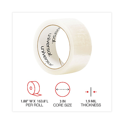 Universal General-Purpose Box Sealing Tape, 3" Core, 1.88" X 54.6 Yds, Clear (UNV61000)