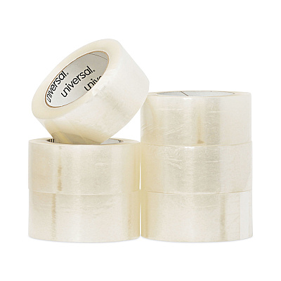 Universal General-Purpose Box Sealing Tape, 3" Core, 1.88" x 110 yds, Clear, 6/Pack (UNV63500)