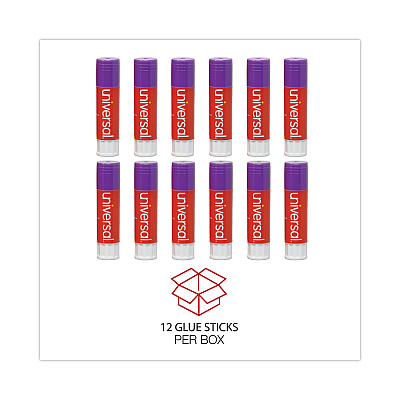 Universal Glue Stick, 1.3 oz, Applies Purple, Dries Clear, 12/Pack (UNV74752)