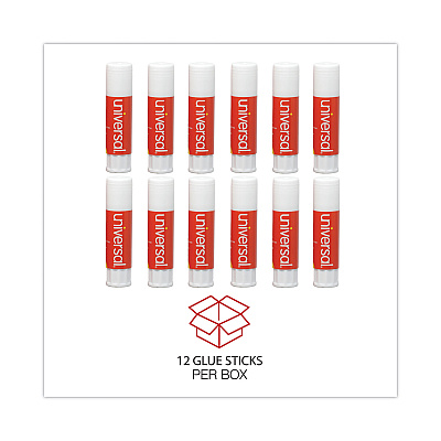 Universal Glue Stick, 0.28 oz, Applies and Dries Clear, 12/Pack (UNV75748)