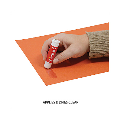 Universal Glue Stick, 0.28 oz, Applies and Dries Clear, 12/Pack (UNV75748)