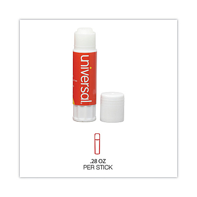 Universal Glue Stick Value Pack, 0.28 oz, Applies and Dries Clear, 30/Pack (UNV75748VP)