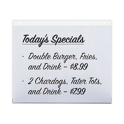 Universal Wall Mount Sign Holder, 11 x 8.5, Horizontal, Clear, 2/Pack (UNV76883)