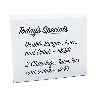Universal Wall Mount Sign Holder, 11 x 8.5, Horizontal, Clear, 2/Pack (UNV76883)
