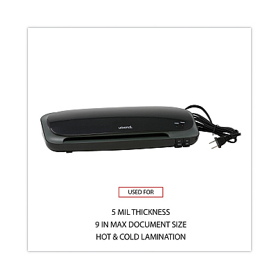 Universal Deluxe Desktop Laminator, Two Rollers, 9" Max Document Width, 5 mil Max Document Thickness (UNV84600)
